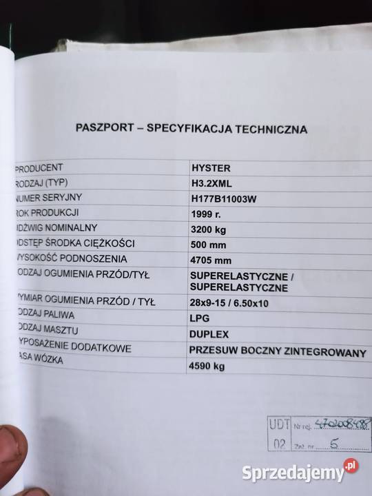 Wózek widłowy Hyster H 32 XML aktualny UDT wielkopolskie