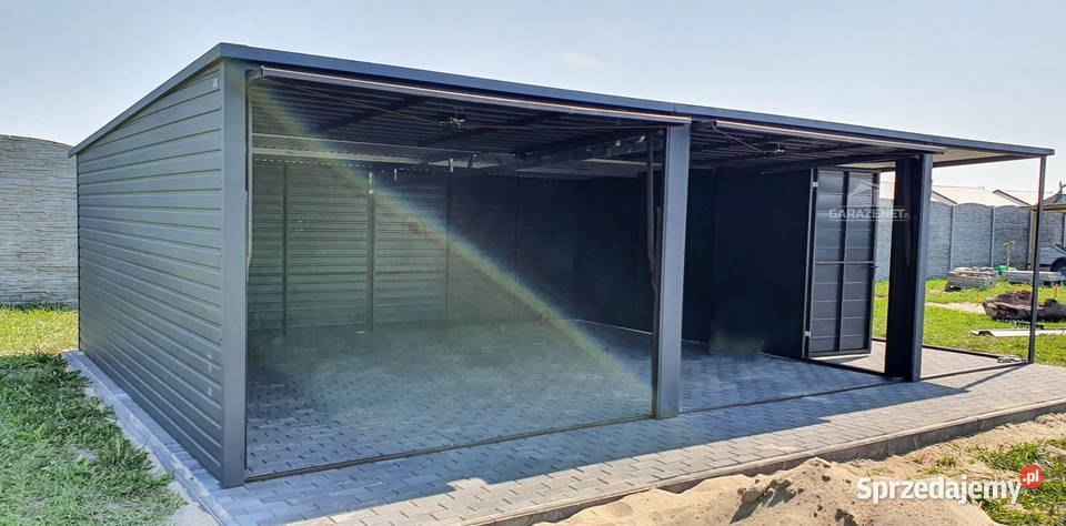 GARAŻ BLASZANY 6M X 5M SPAD TYŁ 2X BRAMA WIATA Łapanów