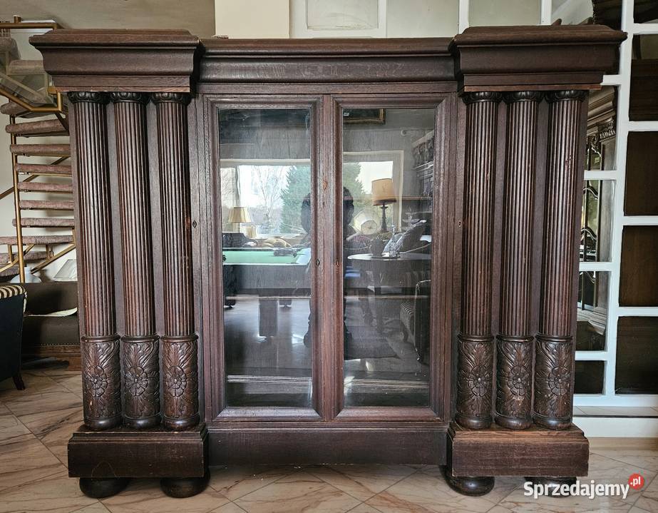 Czterodrzwiowa dębowa biblioteka z potrójnymi Meble Szczecin