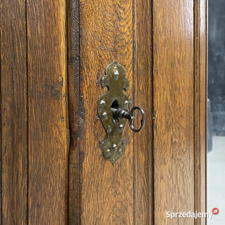 Rustykalna dębowa szafka narożna XIXXX w antyk