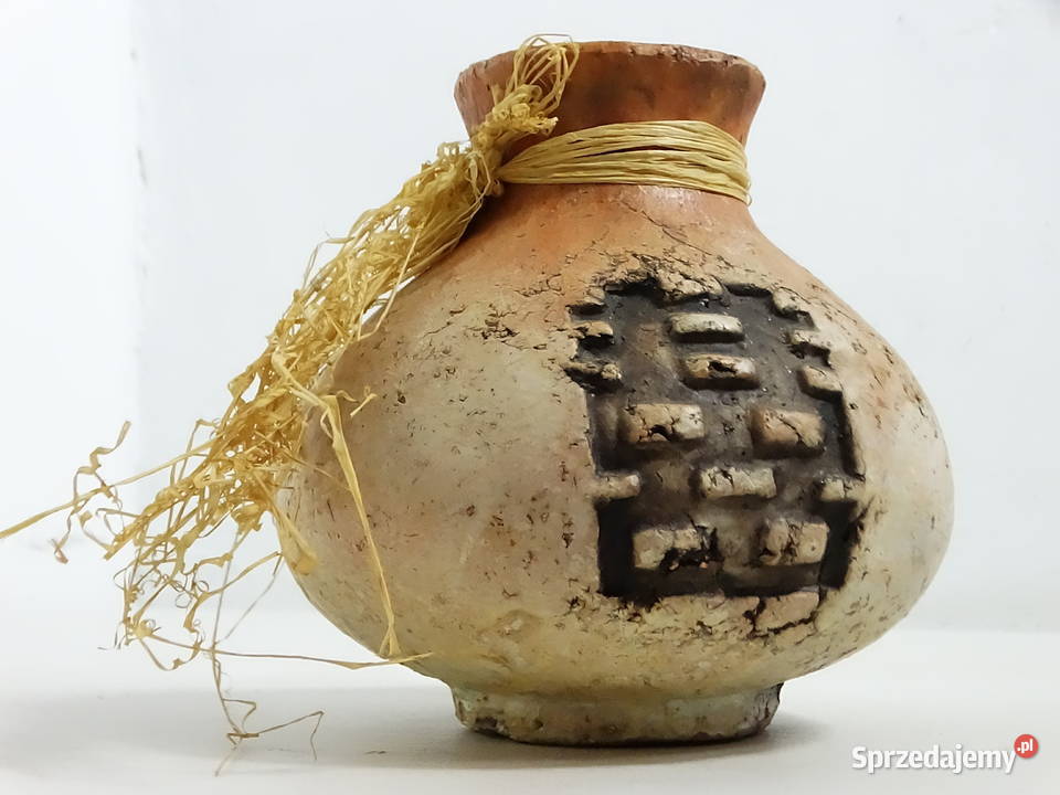 Ceramiczny wazonik retro z symbolem Podwójnego Biłgoraj