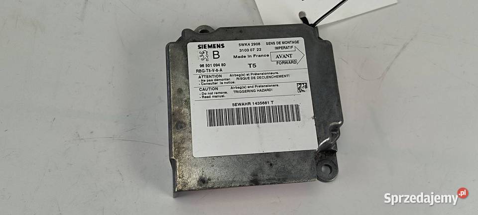 SENSOR AIRBAG PEUGEOT PEUGEOT 307 XS 9650109480 kujawsko-pomorskie sprzedam