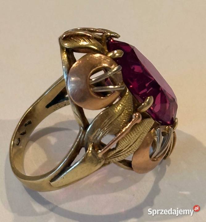 ZŁOTY PIERŚCIEŃ RUBIN Złoto 585 Czechosłowacja Warszawa