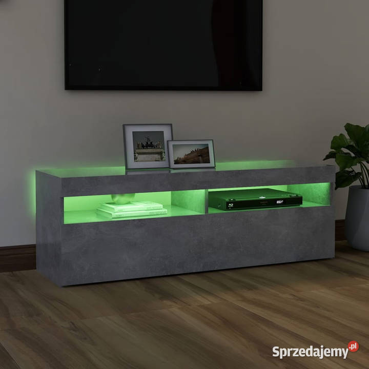Szafka pod TV z oświetleniem LED szarość betonu Warszawa