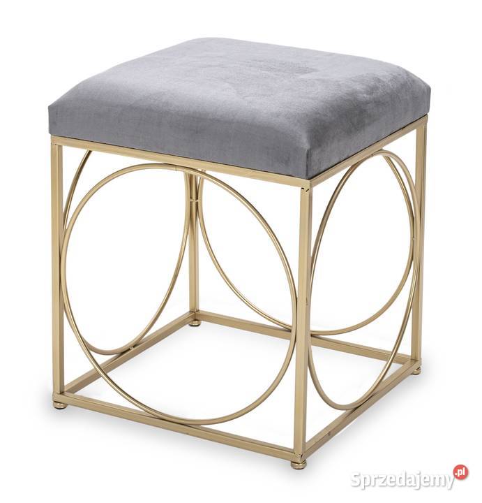 Złoty stołek siedzisko pufa metalowy taboret
