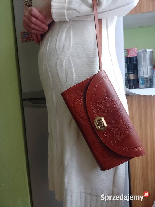 Real Leather Skórzana torebka do ręki kopertówka małopolskie Kraków