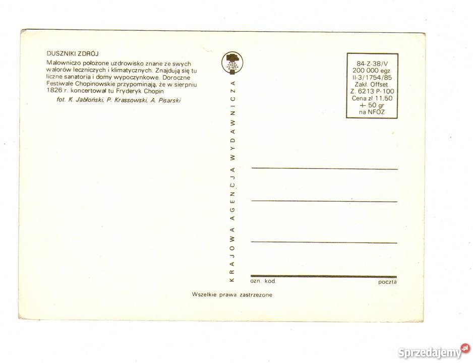 DUSZNIKI ZDRÓJ POCZTÓWKA WIELOWIDOKOWA 2 Krynki sprzedam