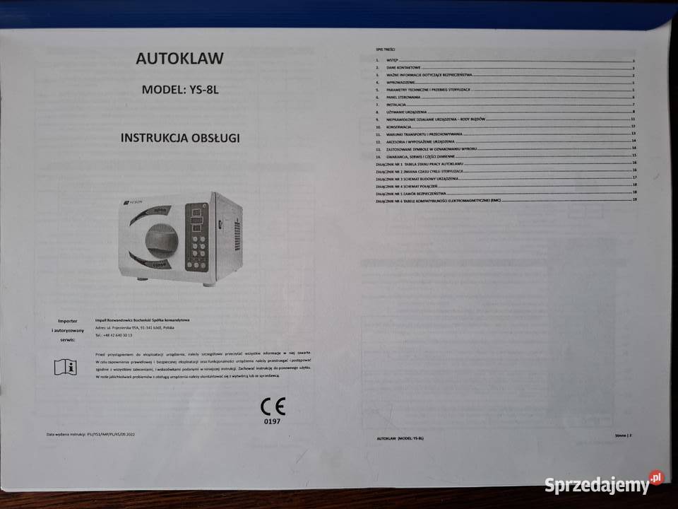 Nowy Autoklaw IS YESON Silver Line 8l kl B z Przyszowa sprzedam