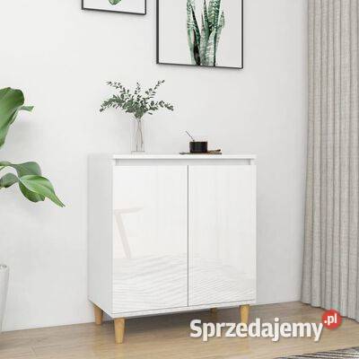vidaXL Szafka na wysoki połysk biała nóżki z Warszawa
