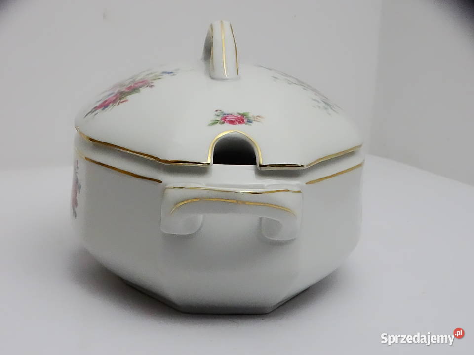 Porcelanowa waza z pokrywką 2 L styl retro z lubelskie Biłgoraj