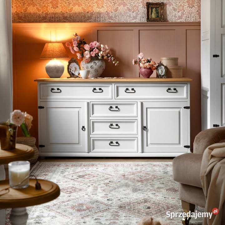Biała drewniana komoda do sypialni Lublin sprzedam