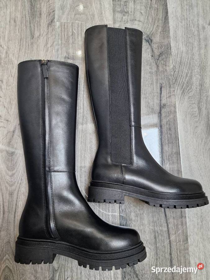 Kozaki Czarne Wysokie 36 Skóra