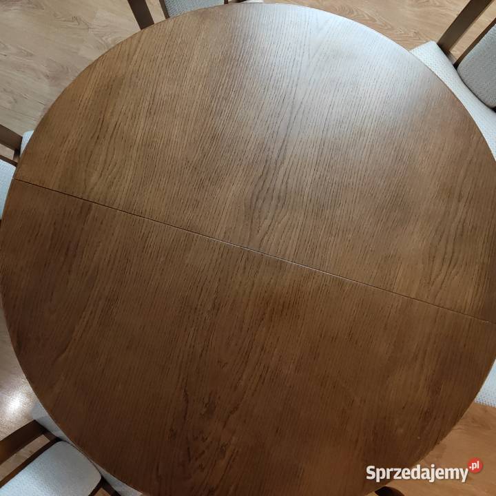 Stół okrągły rozkładany 6 krzeseł Stoły