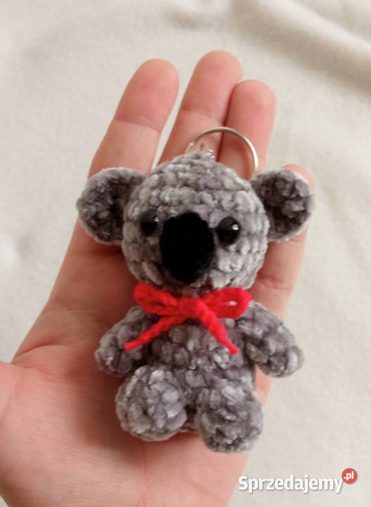 Miś koala wykonany na szydełku brelok maskotka Łask