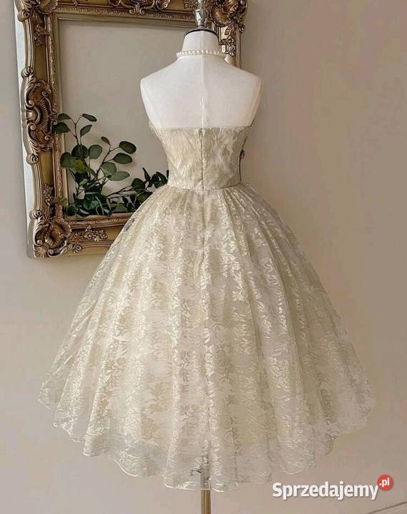 Sukienka z koronką złota Rozmiar 38(M) opolskie Olesno sprzedam