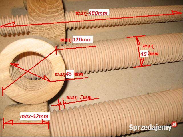 Śruby drewniane średnica fi19 do fi45mm wymiary małopolskie