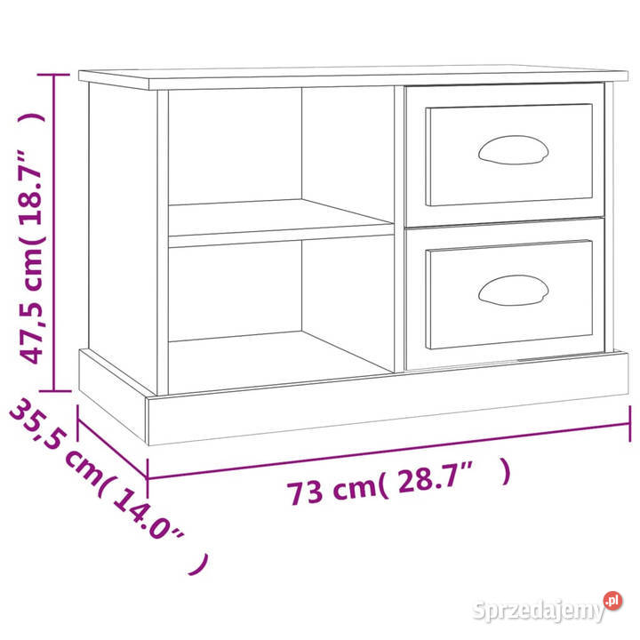 Szafka pod TV przydymiony dąb 73x355x475 mazowieckie