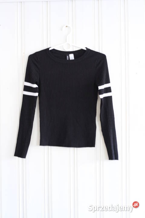czarna biała bluzka HM xs 34 sweter