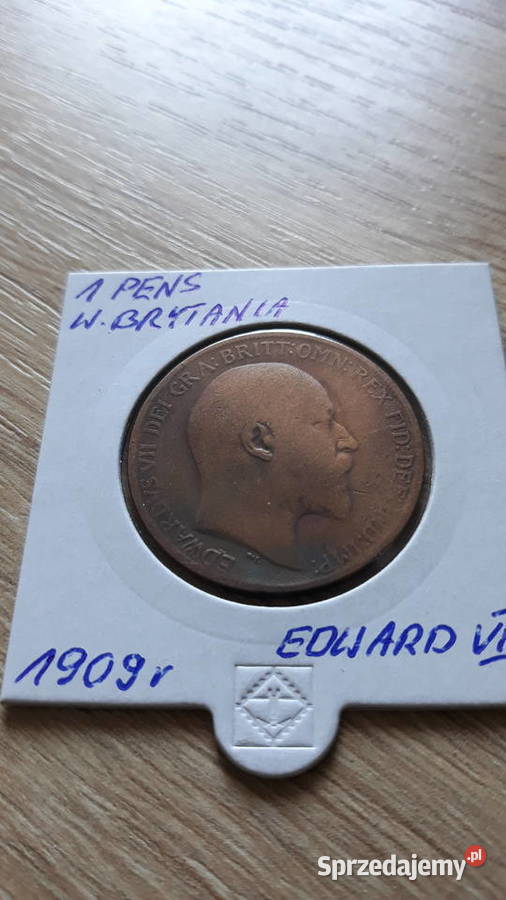1 Pens 1909 rEdward VII WBrytania rzadkość wielkopolskie Konin