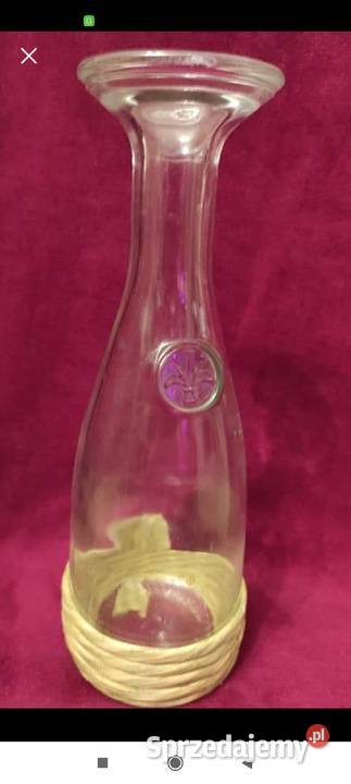 Karafka Vintage szkło z fleurdelis z oplotem