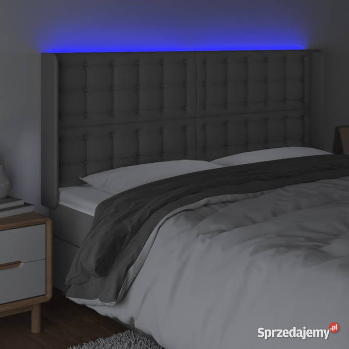 Zagłówek do łóżka z LED szary 147x16x118128 mazowieckie Warszawa