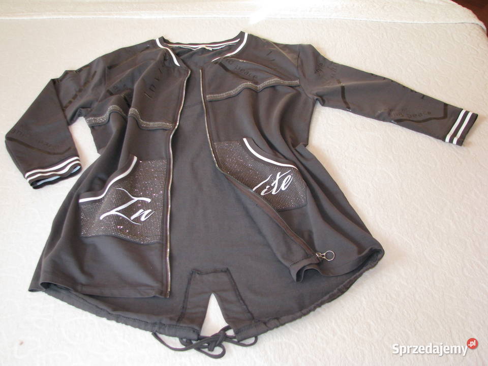 Piękna oliwkowa rozpinana bluza z bawełny ze sprzedam