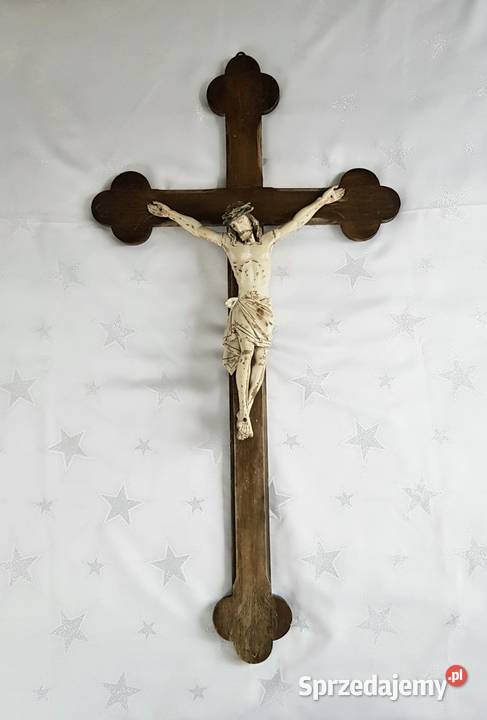 Duży stary drewniany krzyż krucyfiks z pasyjką Ruda Śląska