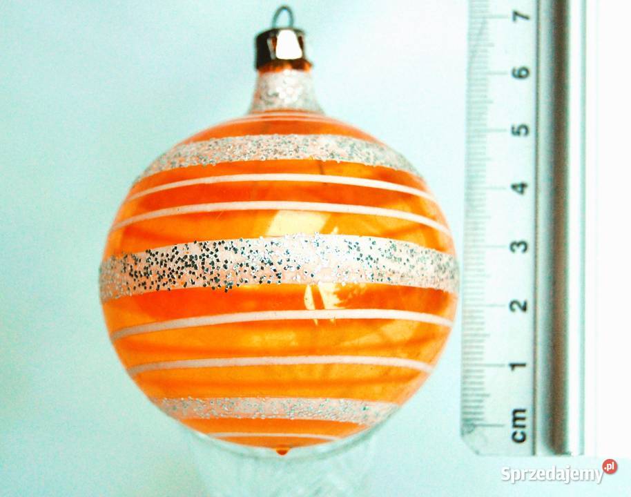 Stara bombka szklana ręcznie malowana żółta w żółty Lublin