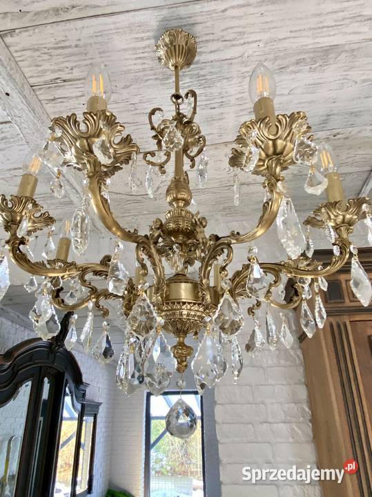 Duży Francuski Żyrandol 35 brąz kryształy 8ram wielkopolskie Poznań sprzedam