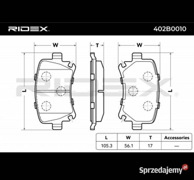 KLOCKI HAMULCOWE RIDEX 402B0010 Audi Seat Skoda Dubiecko