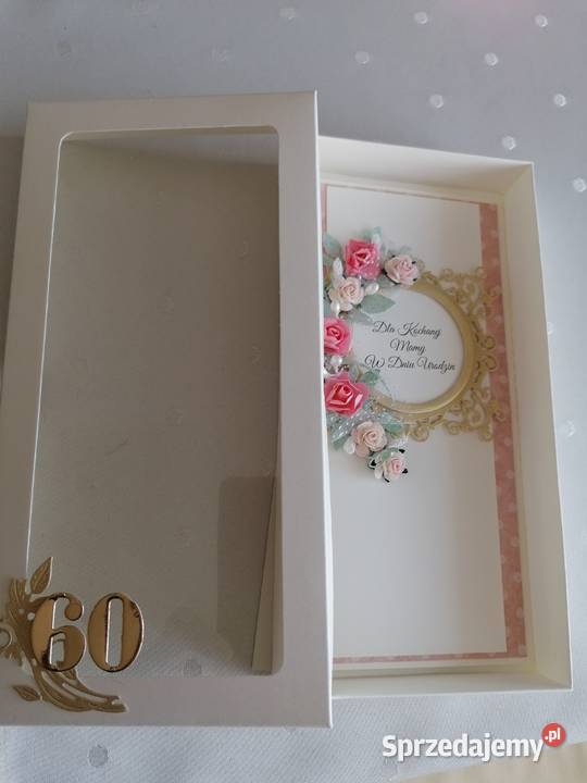 Kartka w pudełku własnoręcznie wykonana 60 Strzebiń sprzedam