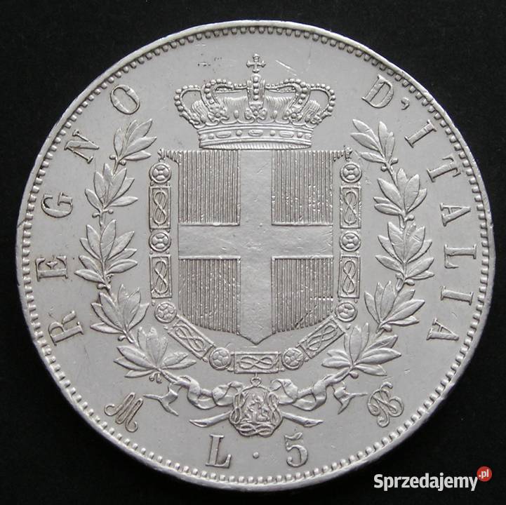 WŁOCHY 5 LIRÓW 1871 KRÓL WIKTOR EMANUEL II Łódź