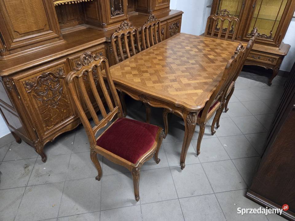 Piękny rozkładany stół Ludwikowski z 6 krzesłami