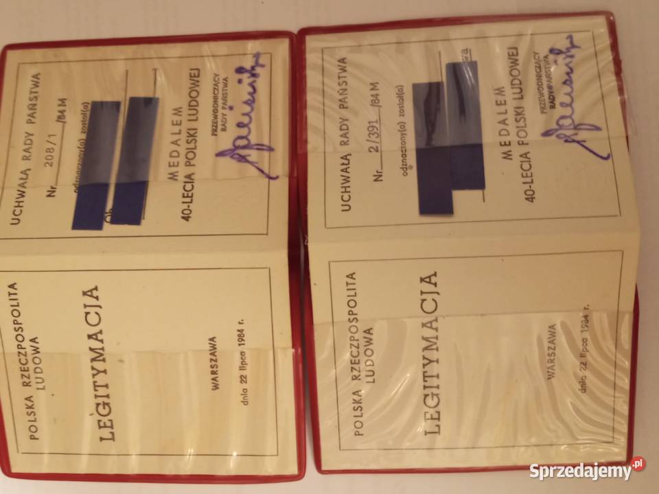 LEGITYMACJE DO MEDALI I ODZNACZEŃ ZESTAW 8 SZTUK Pozostałe Szczecinek sprzedam