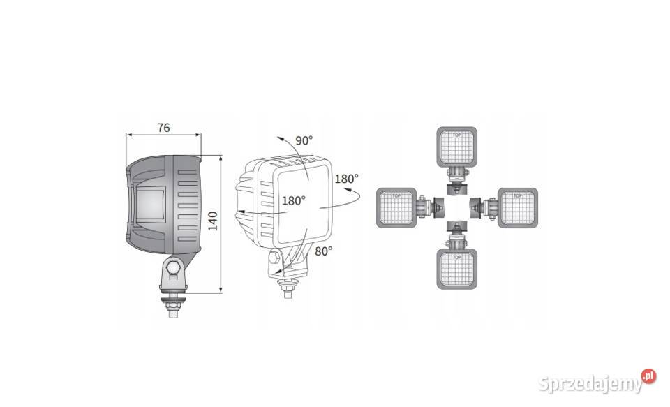 Lampa robocza 6xLED 25W 1224V 2000LM z przewodem ciężarowe Nisko