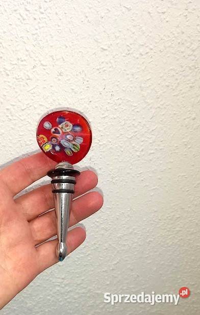 KOREK do wina szkło Murano stal nierdzewna nowy wielokolorowy