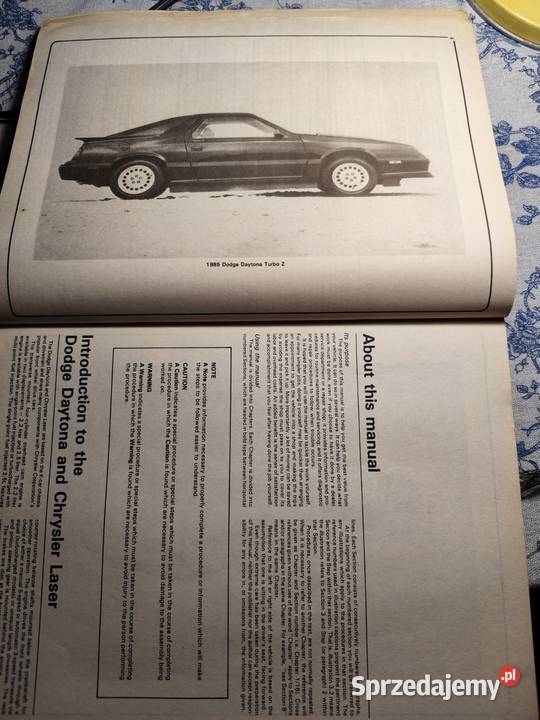 DODGE DAYTONA CHRYSLER LASER książka instrukcja Samochody osobowe Warszawa sprzedam