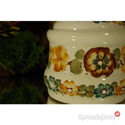 Bolesławiec ceramiczny pojemnik kuchenny ścienny