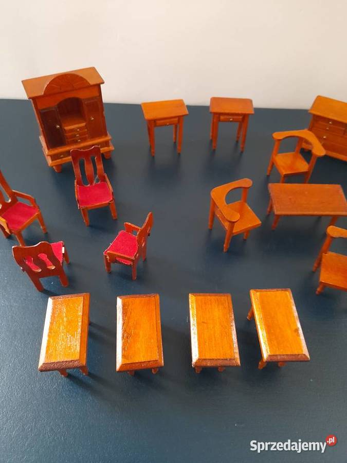 Zestaw angielskich mebelek vintage do domku Lalki i akcesoria