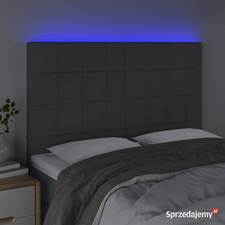 Zagłówek do łóżka z LED ciemnoszary 144x5x118128 Warszawa