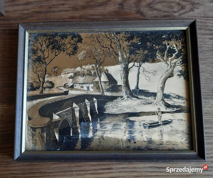 Obrazki zabytkowy wydruk na metalicznej folii Morąg