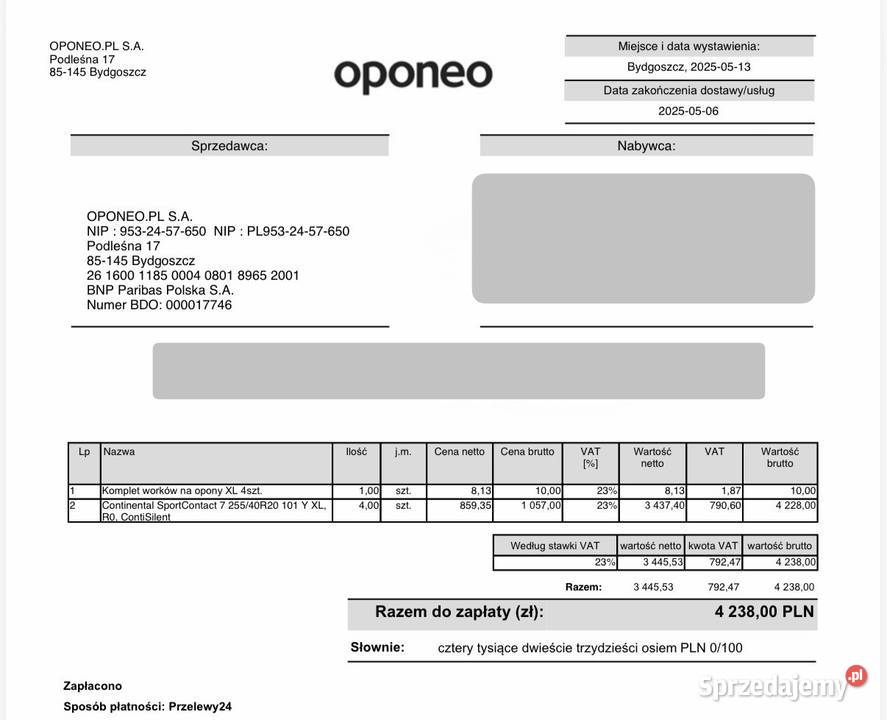 Opony letnie Continental SportContact 7 22540 łódzkie