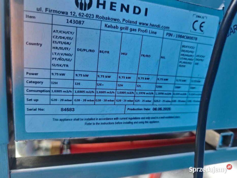 Opiekacz do kebaba gyrosa HENDI 143087 LPG 40 Biznes i Przemysł Góra