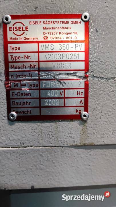 Piła tarczowa do metalu Eisele VMS 350PV Sucha Beskidzka