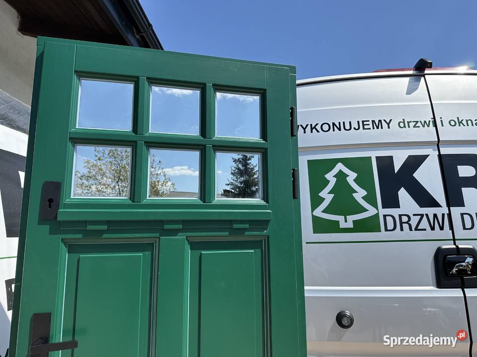 Drzwi Drewniane RĘKI zewnętrzne zielone kujawsko-pomorskie Grzybno