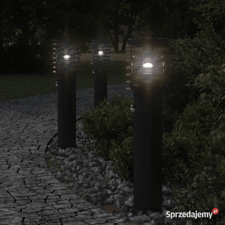 Lampy ogrodowe na słupku z czujnikiem 3 czarne Warszawa