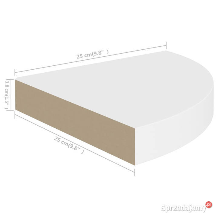 Narożne półki ścienne 4 białe 25x25x38 MDF Warszawa