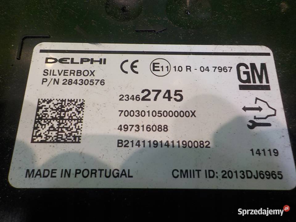 OPEL INSIGNIA A I LIFT 20 CDTI 14r HB 5D modul Wyposażenie elektryczne