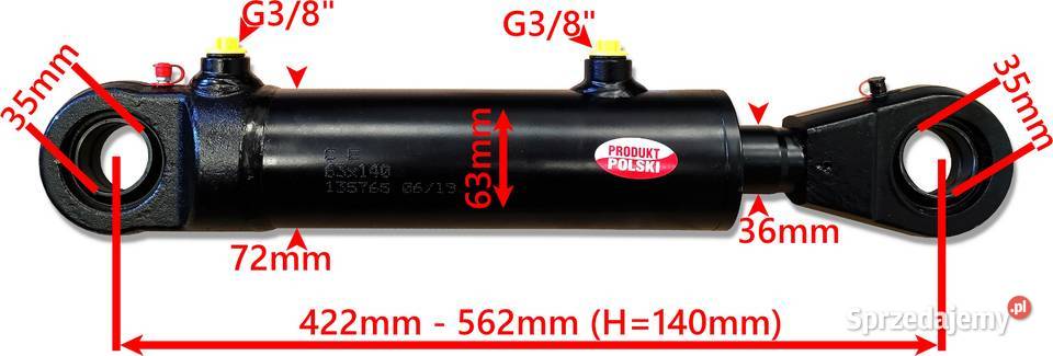 SIŁOWNIK HYDR Dwustronny 63x36 Skok 140 G38 Solec Kujawski
