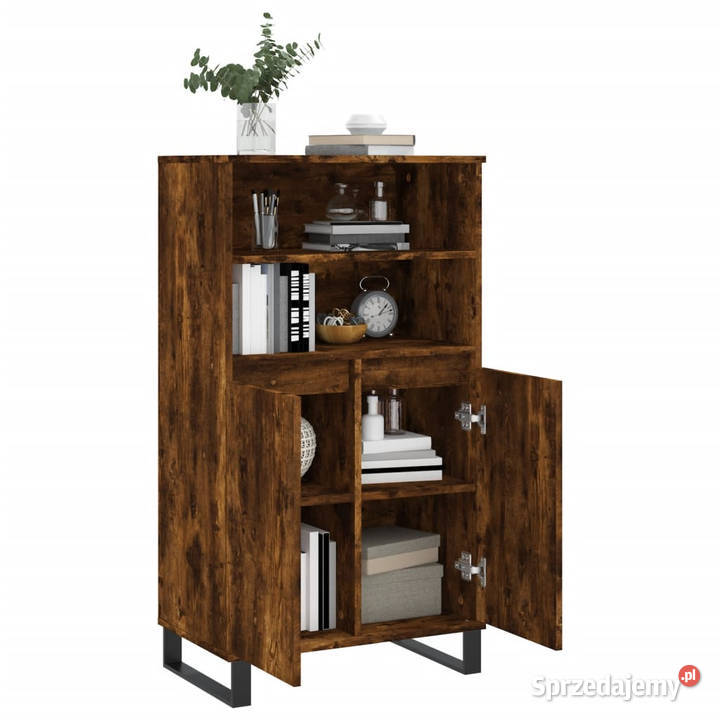 Wysoka szafka przydymiony dąb 60x36x110 WM831497 mazowieckie